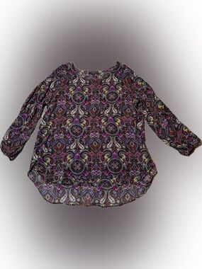 214. Zac & Rachel Vibrant Purple Paisley Printed Blouse, Size 2X